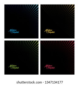 Halftone dotted background circularly distributed. Halftone effect vector pattern. Modern abstract geometric halftone circle dot web design banner template isolated on black background - Vector