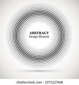 Halftone dotted background circularly distributed. Halftone effect vector pattern.Circle dots isolated on the white background.Border logo icon. Draft emblem for your design.