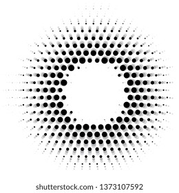 Halftone dotted background. circularly distributed. Halftone effect vector pattern. Circle dots isolated on the white background.