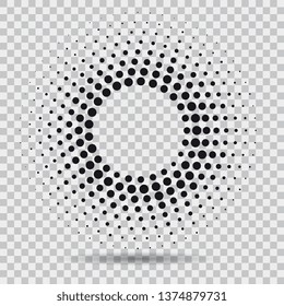 Halftone dotted background. circularly distributed. Halftone effect vector pattern. Circle dots isolated on the white background.