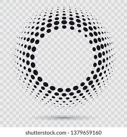 Halftone dotted background. circularly distributed. Halftone effect vector pattern. Circle dots isolated on transparent background.