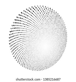 Halftone dotted background circularly distributed. Halftone effect vector pattern. Circle dots isolated on the white background.