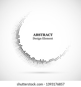 Halftone dotted background circularly distributed. Halftone effect vector pattern. Circle dots isolated on the white background.