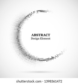 Halftone dotted background circularly distributed. Halftone effect vector pattern. Circle dots isolated on the white background.