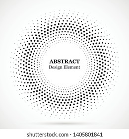 Halftone dotted background circularly distributed. Halftone effect vector pattern. Circle dots isolated on the white background.