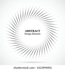 Halftone dotted background circularly distributed. Halftone effect vector pattern. Circle dots isolated on the white background.