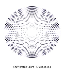 Halftone dotted background circularly distributed. Halftone effect vector pattern. Circle dots isolated on the white background.