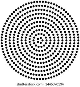 Halftone dotted background circularly distributed. Halftone effect vector pattern. Circle dots isolated on the white background.