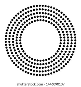 Halftone dotted background circularly distributed. Halftone effect vector pattern. Circle dots isolated on the white background.