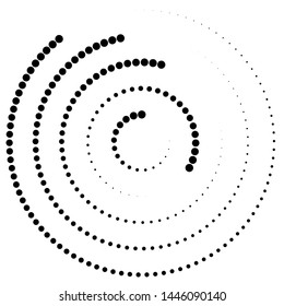 Halftone dotted background circularly distributed. Halftone effect vector pattern. Circle dots isolated on the white background.