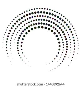 Halftone dotted background circularly distributed. Halftone effect vector pattern. Circle dots isolated on the white background.