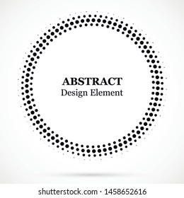 Halftone dotted background circularly distributed. Halftone effect vector pattern. Circle dots isolated on the white background. 
