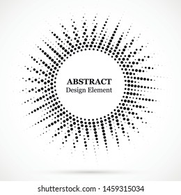 Halftone dotted background circularly distributed. Halftone effect vector pattern. Circle dots isolated on the white background. 