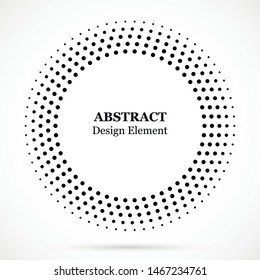 Halftone dotted background circularly distributed. Halftone effect vector pattern. Circle dots isolated on the white background. 
