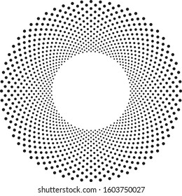 Halftone dotted background circularly distributed. Halftone effect pattern. Circle dots isolated on the white background.