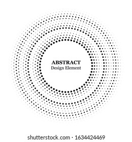 Halftone dotted background circularly distributed. Halftone effect vector pattern. Circle dots isolated on the white background.