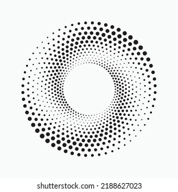 Halftone dotted background circularly distributed. Halftone effect vector pattern. Circle dots isolated on the white background. Halftone design element.