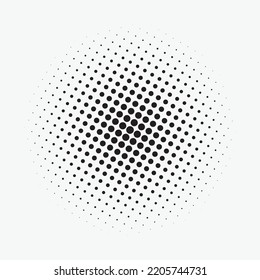 Halftone dotted background circularly distributed. Halftone effect vector pattern. Circle dots isolated on the white background.