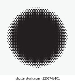 Halftone dotted background circularly distributed. Halftone effect vector pattern. Circle dots isolated on the white background. Border logo icon.
