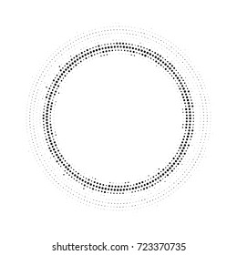 Halftone dotted background circularly distributed. Halftone effect vector pattern. Circle dots isolated on the white background.
