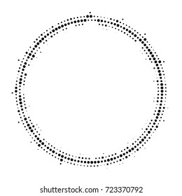 Halftone dotted background circularly distributed. Halftone effect vector pattern. Circle dots isolated on the white background.
