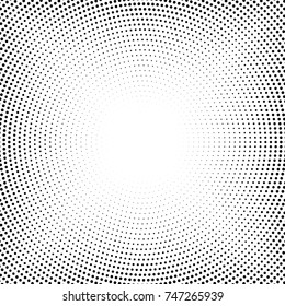 Halftone dotted background circularly distributed. Halftone effect vector pattern. Circle dots isolated on the white background.
