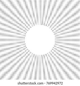 Halftone dotted background circularly distributed. Halftone effect vector pattern. Circle dots isolated on the white background.