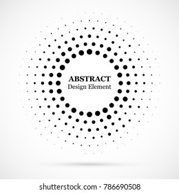 Halftone dotted background circularly distributed. Halftone effect vector pattern. Circle dots isolated on the white background.