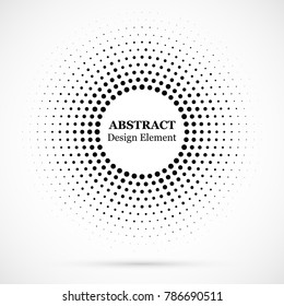 Halftone dotted background circularly distributed. Halftone effect vector pattern. Circle dots isolated on the white background.