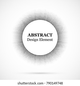 Halftone dotted background circularly distributed. Halftone effect vector pattern. Circle dots isolated on the white background.