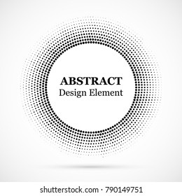 Halftone dotted background circularly distributed. Halftone effect vector pattern. Circle dots isolated on the white background.