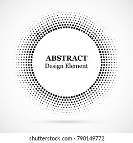 Halftone dotted background circularly distributed. Halftone effect vector pattern. Circle dots isolated on the white background.