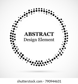 Halftone dotted background circularly distributed. Halftone effect vector pattern. Circle dots isolated on the white background.