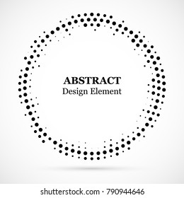 Halftone dotted background circularly distributed. Halftone effect vector pattern. Circle dots isolated on the white background.
