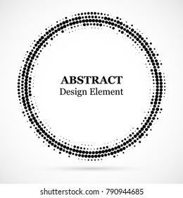 Halftone dotted background circularly distributed. Halftone effect vector pattern. Circle dots isolated on the white background.