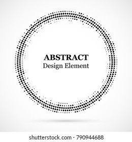 Halftone dotted background circularly distributed. Halftone effect vector pattern. Circle dots isolated on the white background.