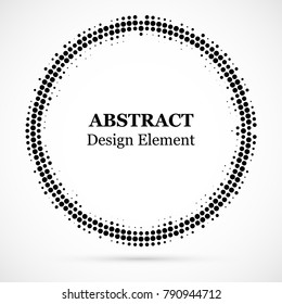 Halftone dotted background circularly distributed. Halftone effect vector pattern. Circle dots isolated on the white background.