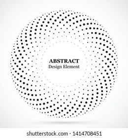 Halftone dotted background circularly distributed.Halftone effect vector pattern.Circle dots.Border logo icon.Emblem for your design.