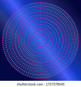 
Halftone dotted background. Pattern with radial lines of red and blue dots, design element for web banners, posters, cards, wallpapers, backgrounds, websites. Vector illustration
