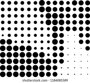 Halftone dotted background. Pop art style. Retro pattern with circles, dots, design element for web banners, posters, cards, Wallpaper, backdrops, sites. Black and white color. Vector illustration