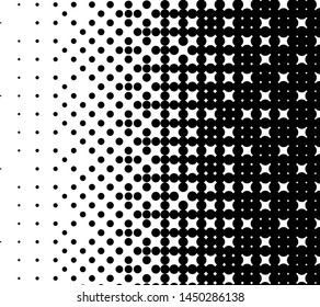 Halftone dotted background. Pop art style. Pattern with small circles, dots, design element for web banners, posters, cards, wallpapers, backdrops, sites. Black and white color. Vector illustration
