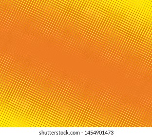 Halftone dotted background. Pop art style. Pattern with small circles, dots, design element for web banners, posters, cards, wallpapers, backdrops, sites. Yellow and orange. Vector illustration