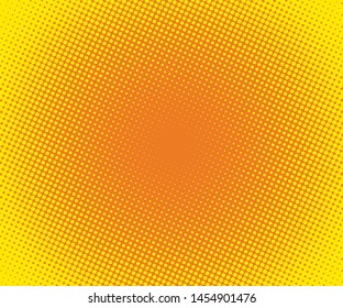 Halftone dotted background. Pop art style. Pattern with small circles, dots, design element for web banners, posters, cards, wallpapers, backdrops, sites. Yellow and orange. Vector illustration