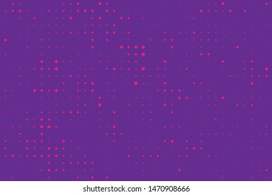 Halftone dotted background. Pop art style. Pattern with small circles, dots, design element for web banners, posters, cards, wallpapers, backdrops, sites. Pink, purple color. Vector illustration