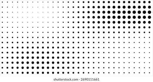 Halftone dotted background. Pop art style. Pattern with small circles, dots, design element for web banners, posters, cards, wallpapers, backdrops, sites. Black and white color. Vector illustration