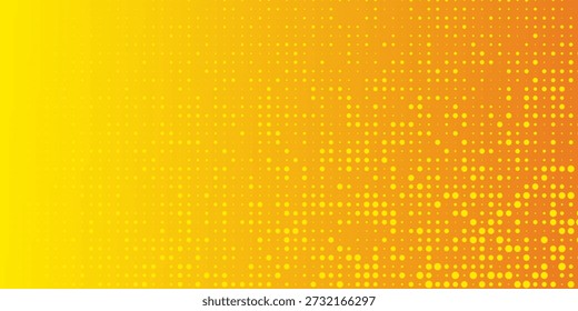 Halftone dotted background. Pop art style. Pattern with small circles, dots, design element for web banners, posters, cards, wallpapers, backdrops, sites. Yellow and orange. Vector illustration