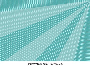 Halftone dotted background. Pop art style. Pattern with circles, dots. Radiating from corner starburst, sun burst rays, lines. Backdrop, design for web banners, Wallpaper,sites Vector illustration 