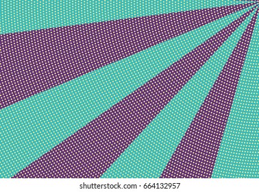 Halftone dotted background. Pop art style. Pattern with circles, dots. Radiating from corner starburst, sun burst rays, lines. Backdrop, design for web banners, Wallpaper,sites Vector illustration 