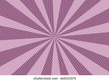 Halftone dotted background. Pop art style. Pattern with circles, dots. Radiating from the center starburst, sun burst rays, lines. Backdrop, design for web banners, Wallpaper,sites Vector illustration