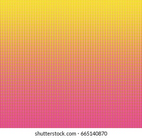 Halftone dotted background. Pop art style. Retro pattern with circles, dots, design element for web banners, posters, cards, Wallpaper, backdrops, sites. Pink and yellow color. Vector illustration
